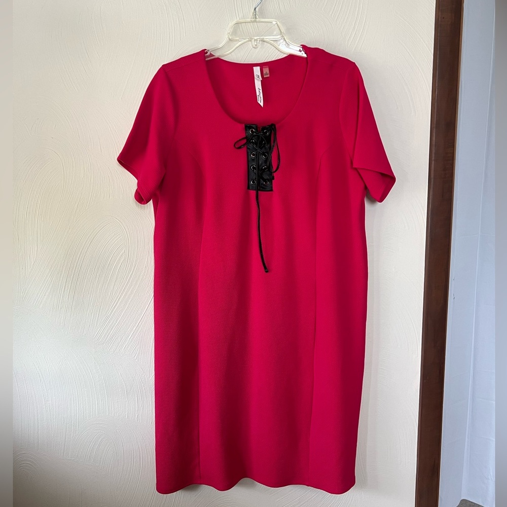 Hot Pink Dress with Leather Ties